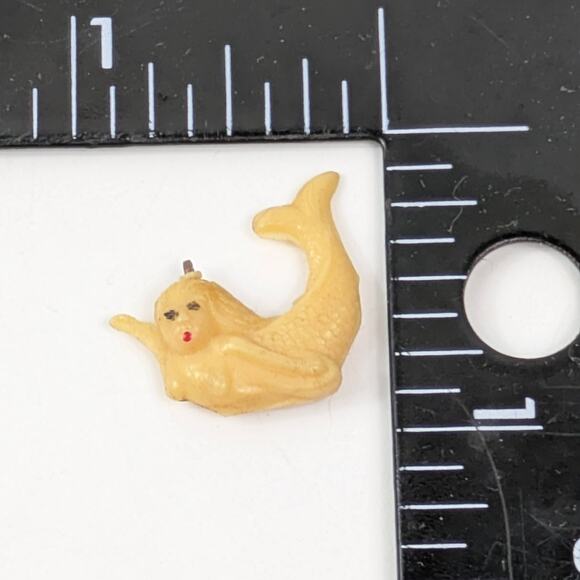 Vintage Mermaid Charm Japan Celluloid Miniature Sea Creature Pendant 1950s - Picture 1 of 2
